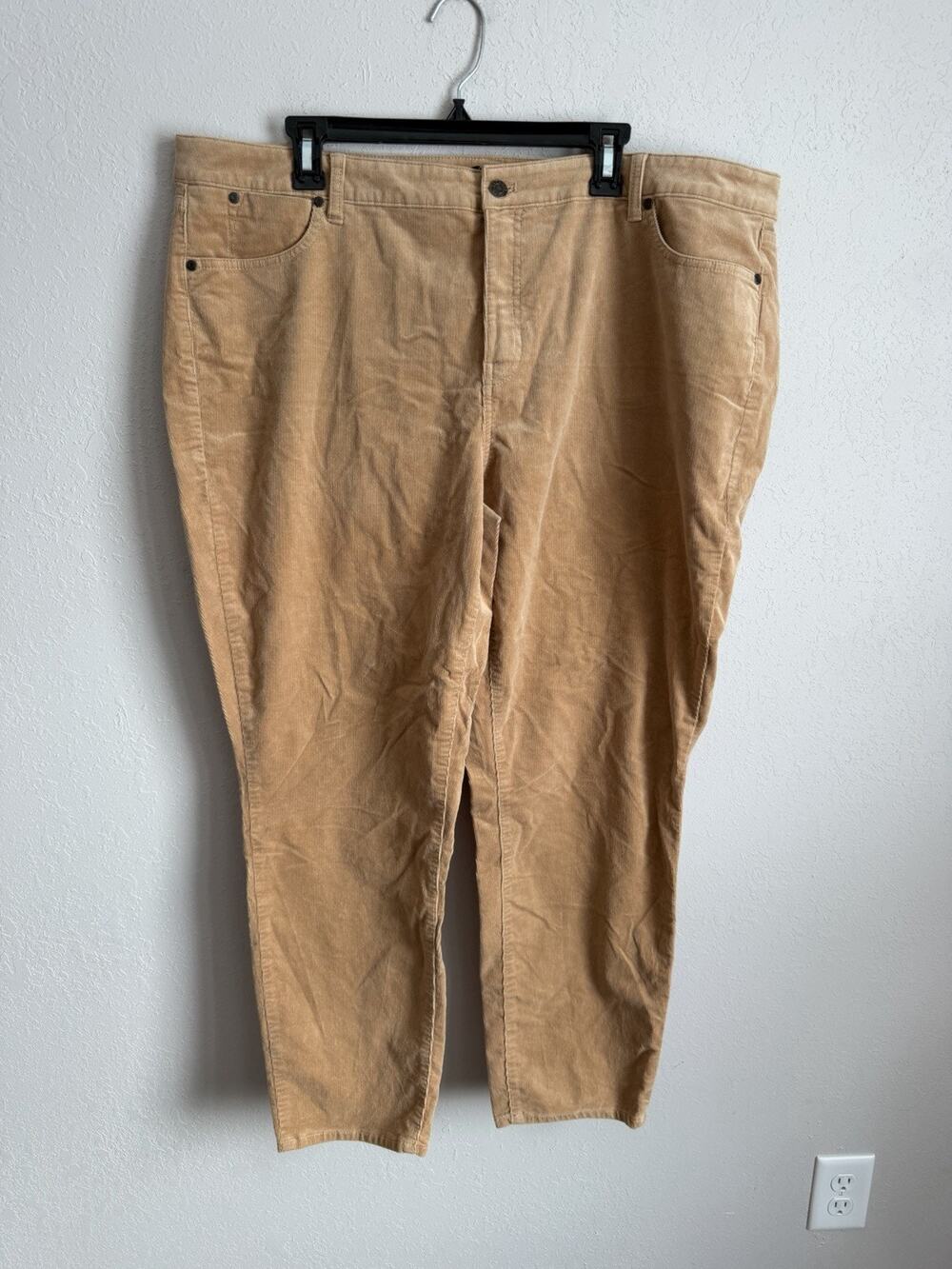 Talbots Tan Corduroy Slim Ankle Pant Womens 20W Careerwear Business